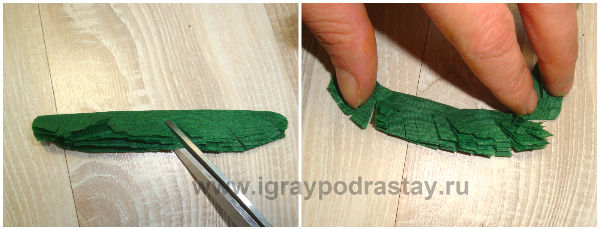 Еловая ветка из салфетки. Мастер - класс - новогодняя открытка.